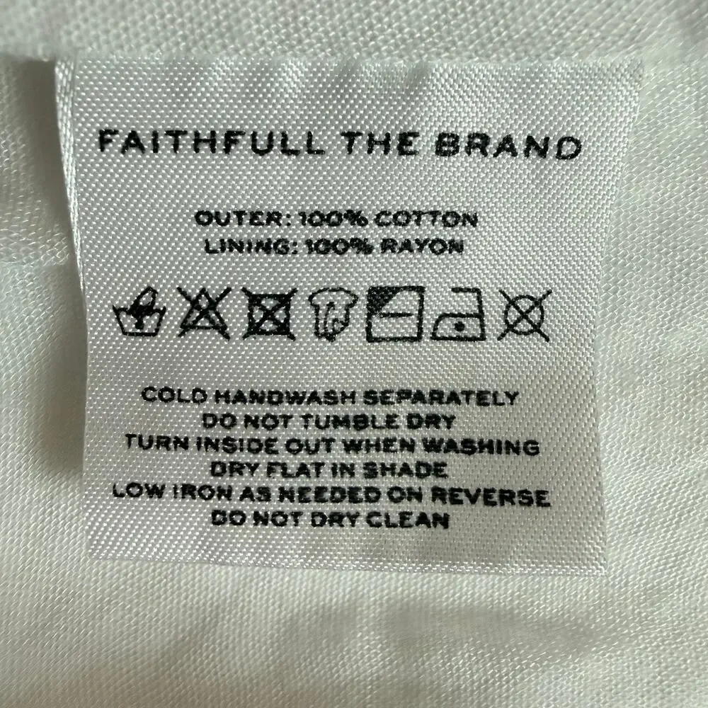 Faithfull The Brand X Revolve Wendy Mini Dress Plain White Size 2 Puff Sleeves - Picture 12 of 12